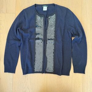 Women’s J. Crew Navy Wool Sequin Cardigan Sweater - XS